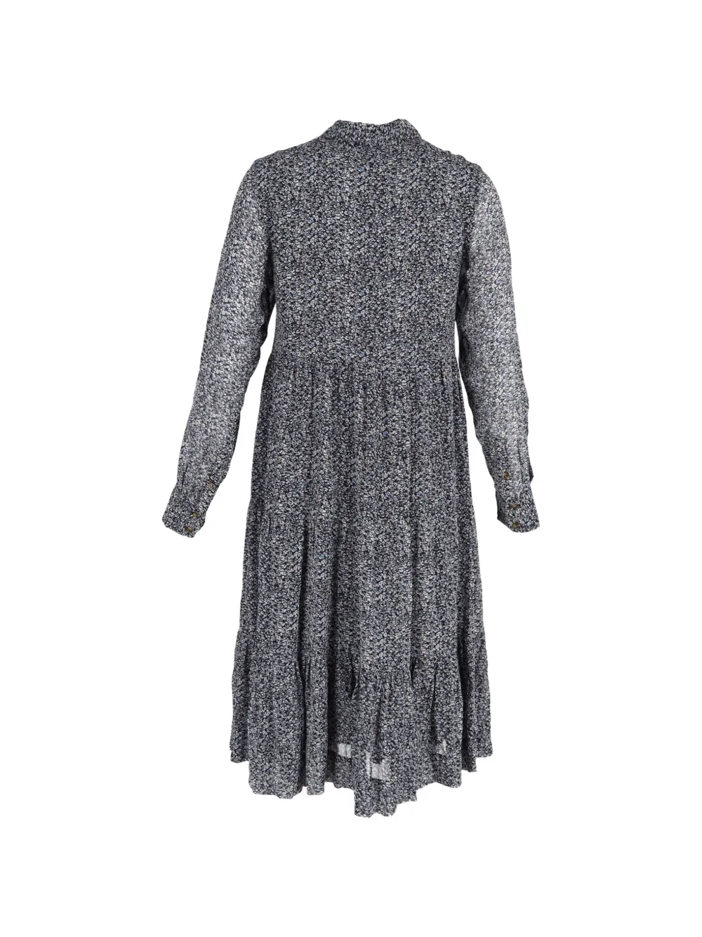 Floral-Print Tiered Long-Sleeve Midi Dress