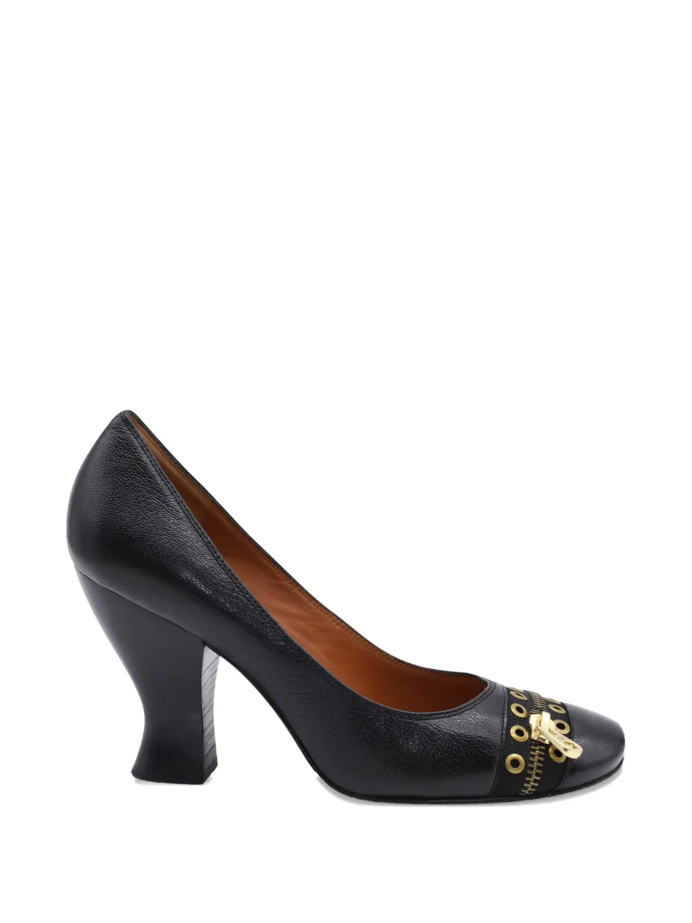 Pre-owned Marc Jacobs Vintage Grommets Zipper Pumps In Black