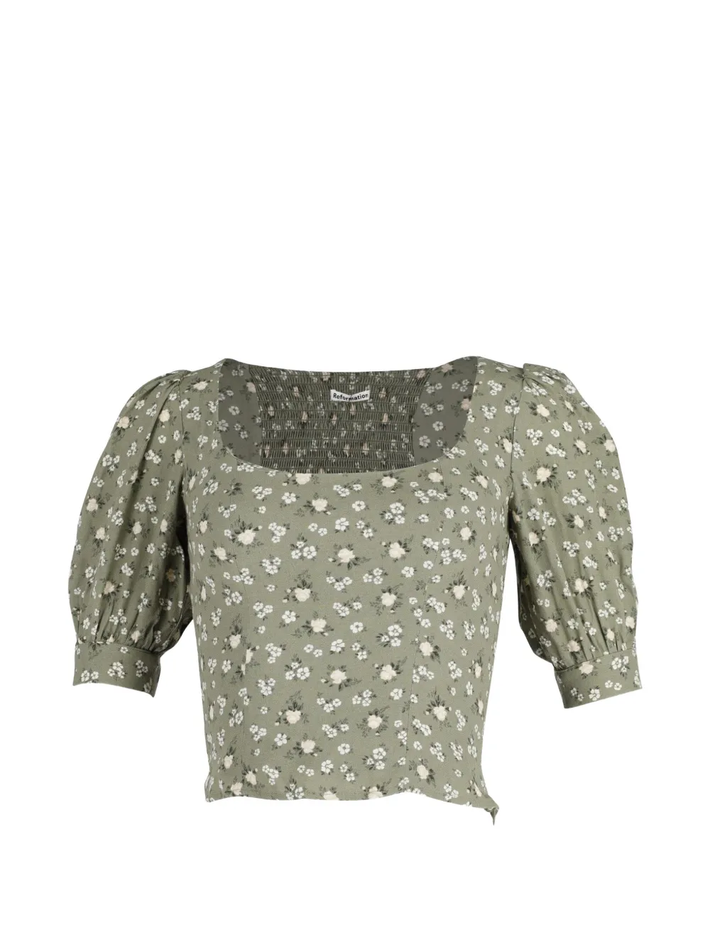 Pre-owned Reformation Floral-print Top In Green