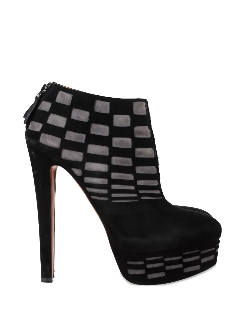 Alaïa Pre-Owned Laser cut platform ankle boots - Nero