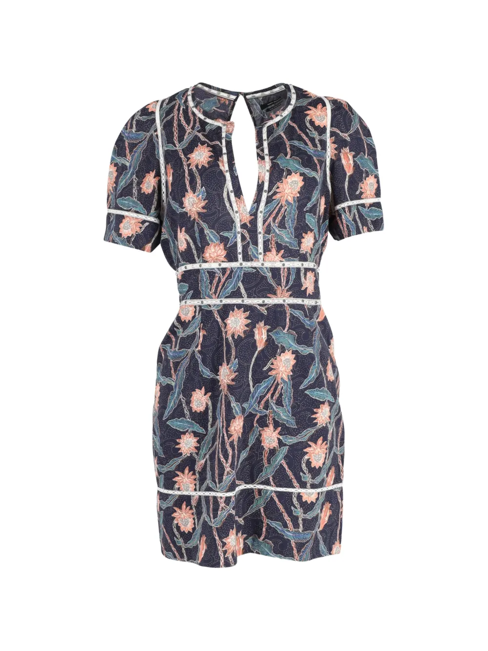 Isabel Marant Vintage floral-print short-sleeve dress - Blu
