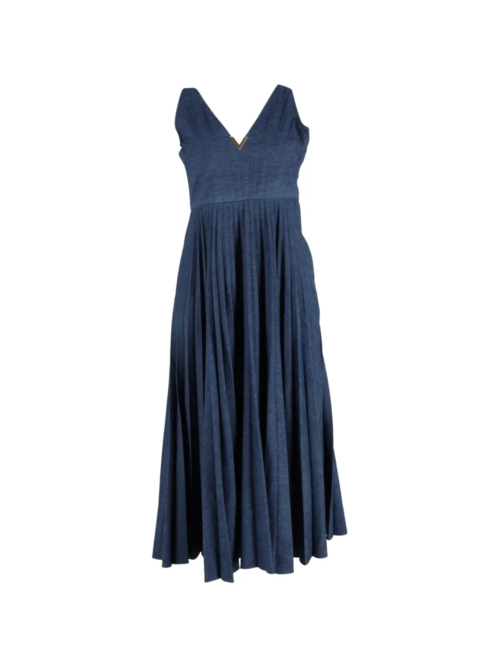 Red Valentino Vintage pleated v-gold maxi dress - Blu