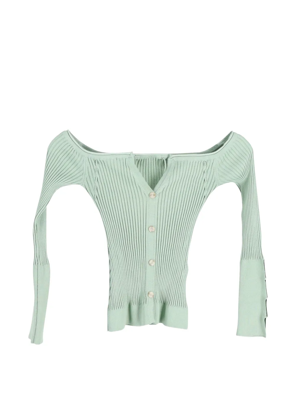 Jacquemus Pre-Owned Tordu ribbedt cardigan - Verde