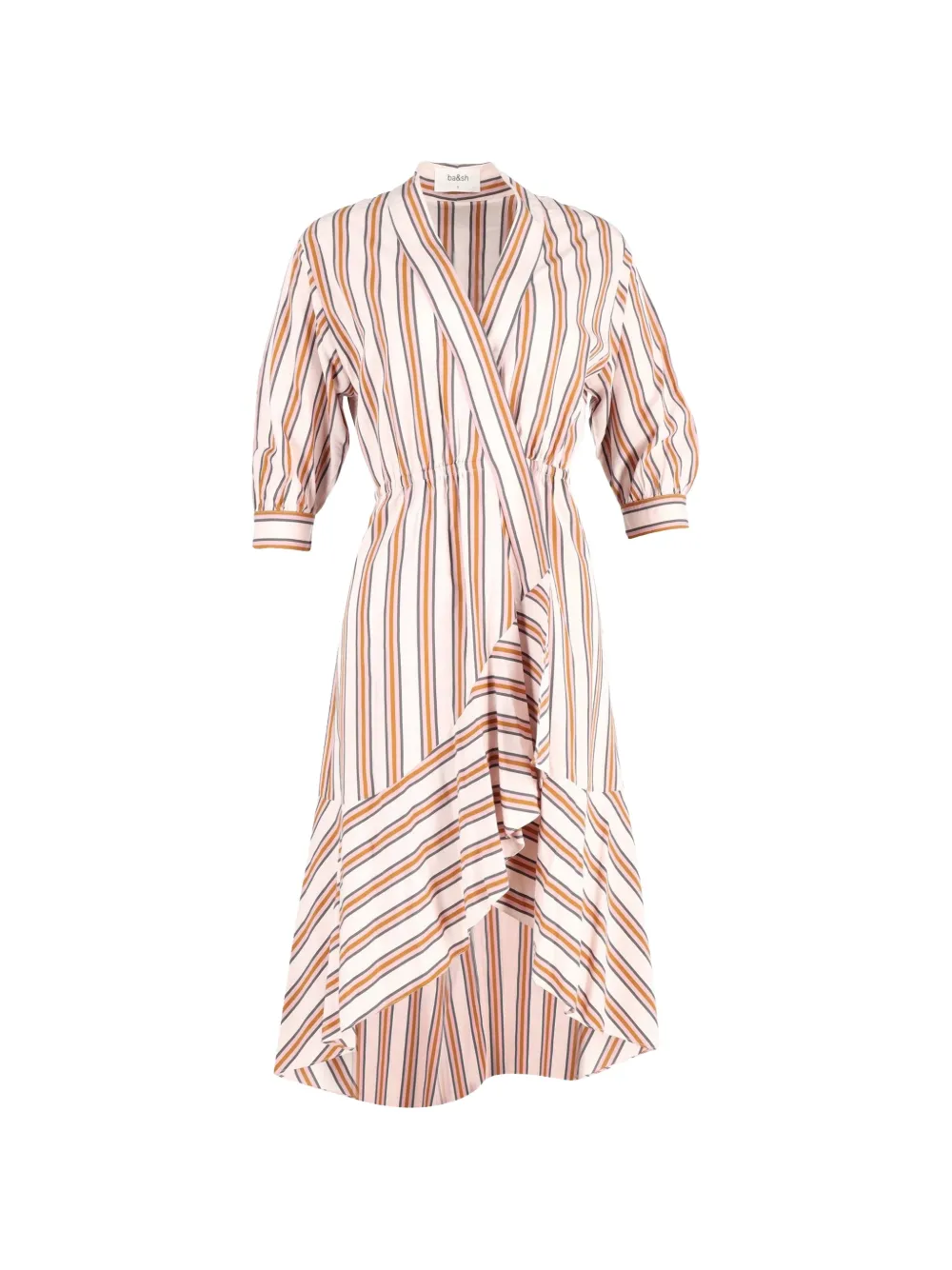 Ba&Sh Nastasia striped wrap midi dress - Toni neutri