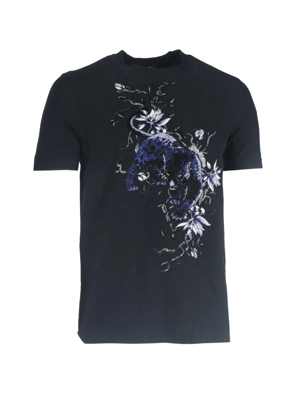 Louis Vuitton Pre-Owned embroidered panther crewneck T-shirt - Nero