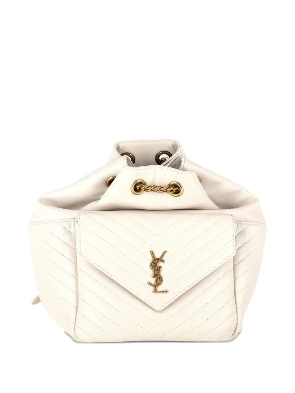 Saint Laurent Pre-Owned Joe chevron leather backpack - Toni neutri