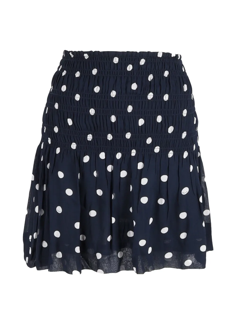 GANNI polka-dot smocked skirt - Blu