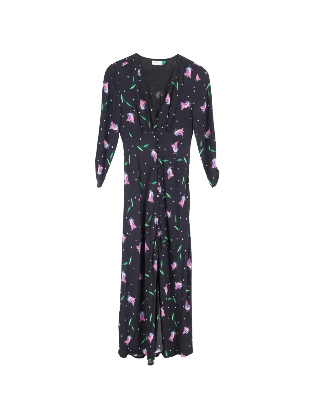 Rixo tulip-printed crepe midi dress - Nero