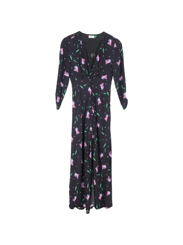knee length dresses for ladies Sandrine Jacquard Midi Dress in Daisy Jacquard Blue