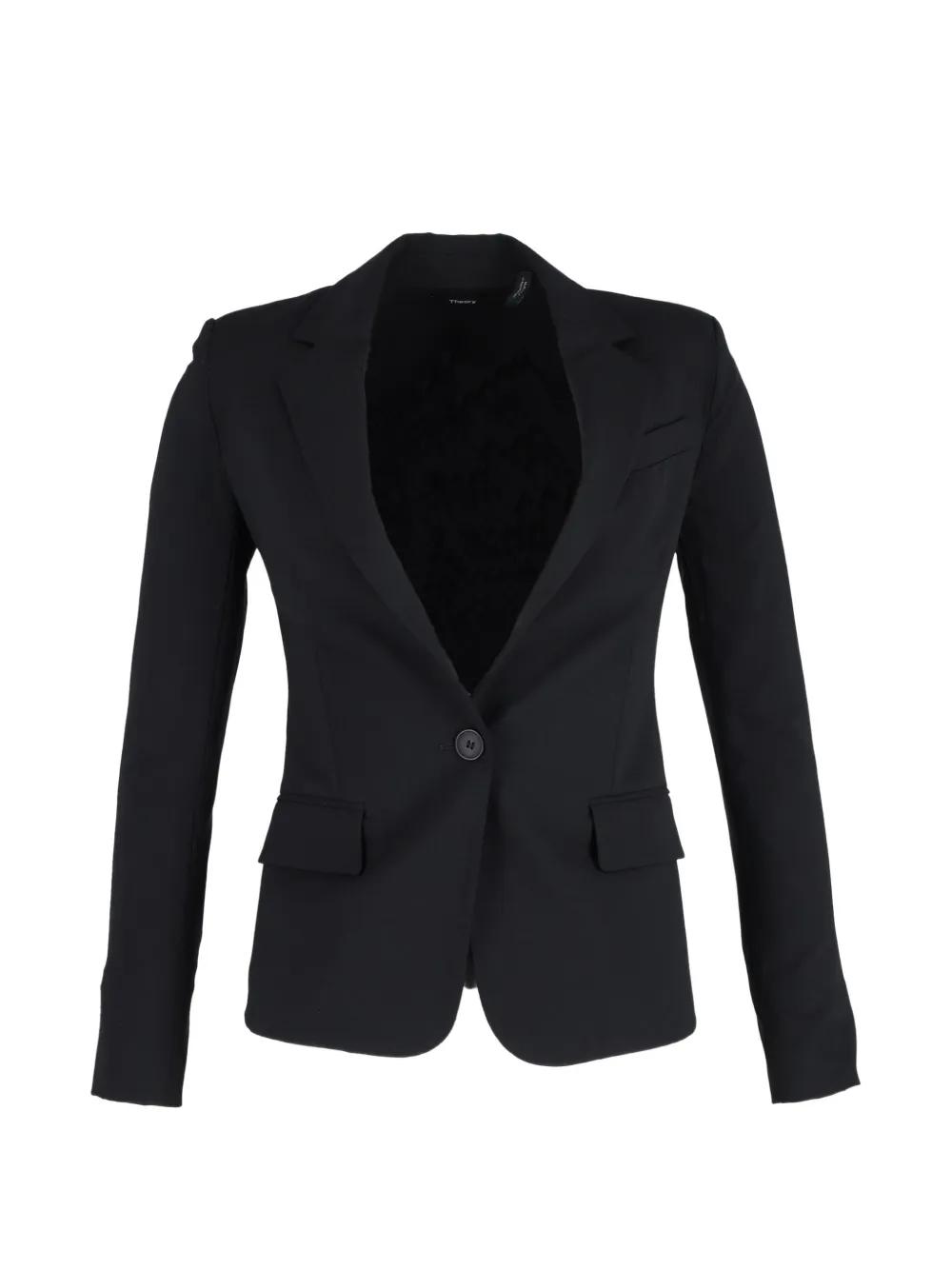 Pre-owned Theory Single-breasted Cotton Blazer In Black