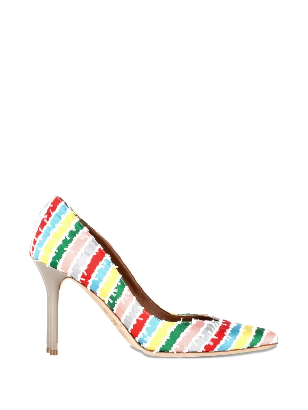 Malone Souliers Brenda striped pointed pumps - Bianco