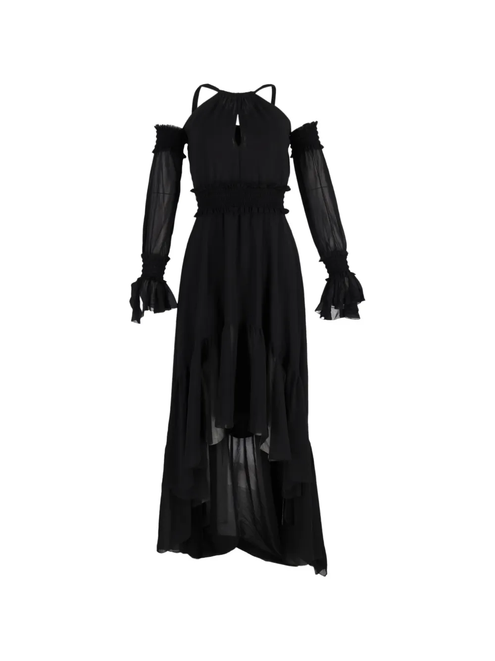 Versace Pre-Owned long-sleeve asymmetric midi dress - Nero