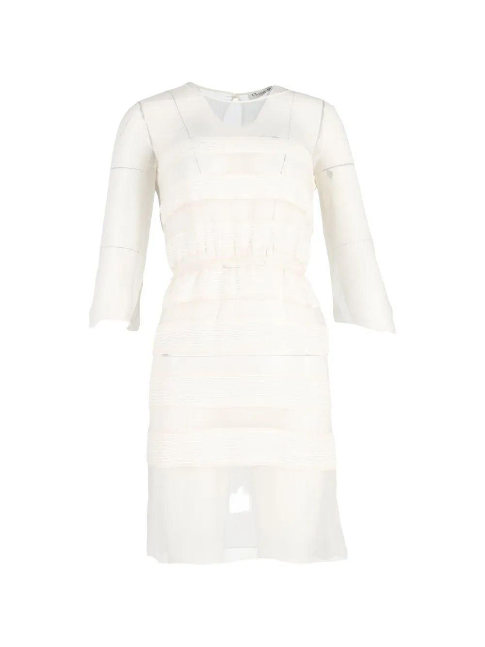 Christian Dior Pre-Owned three-quarter sleeves mini dress - Bianco