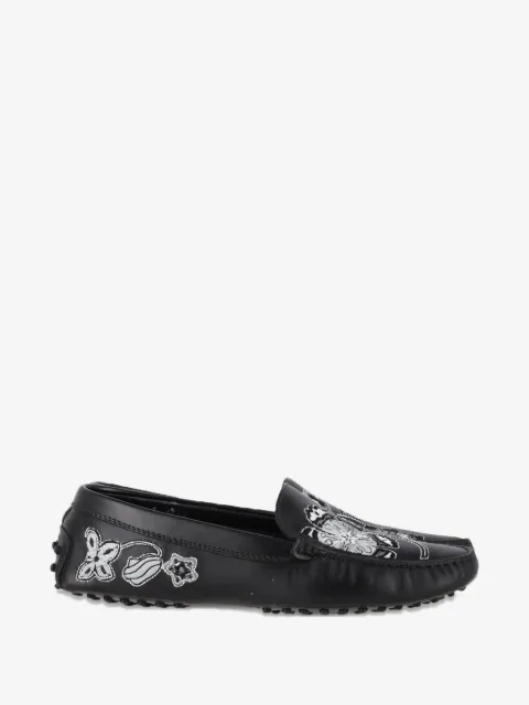 Tod's Vintage mocassins en cuir à fleurs brodées