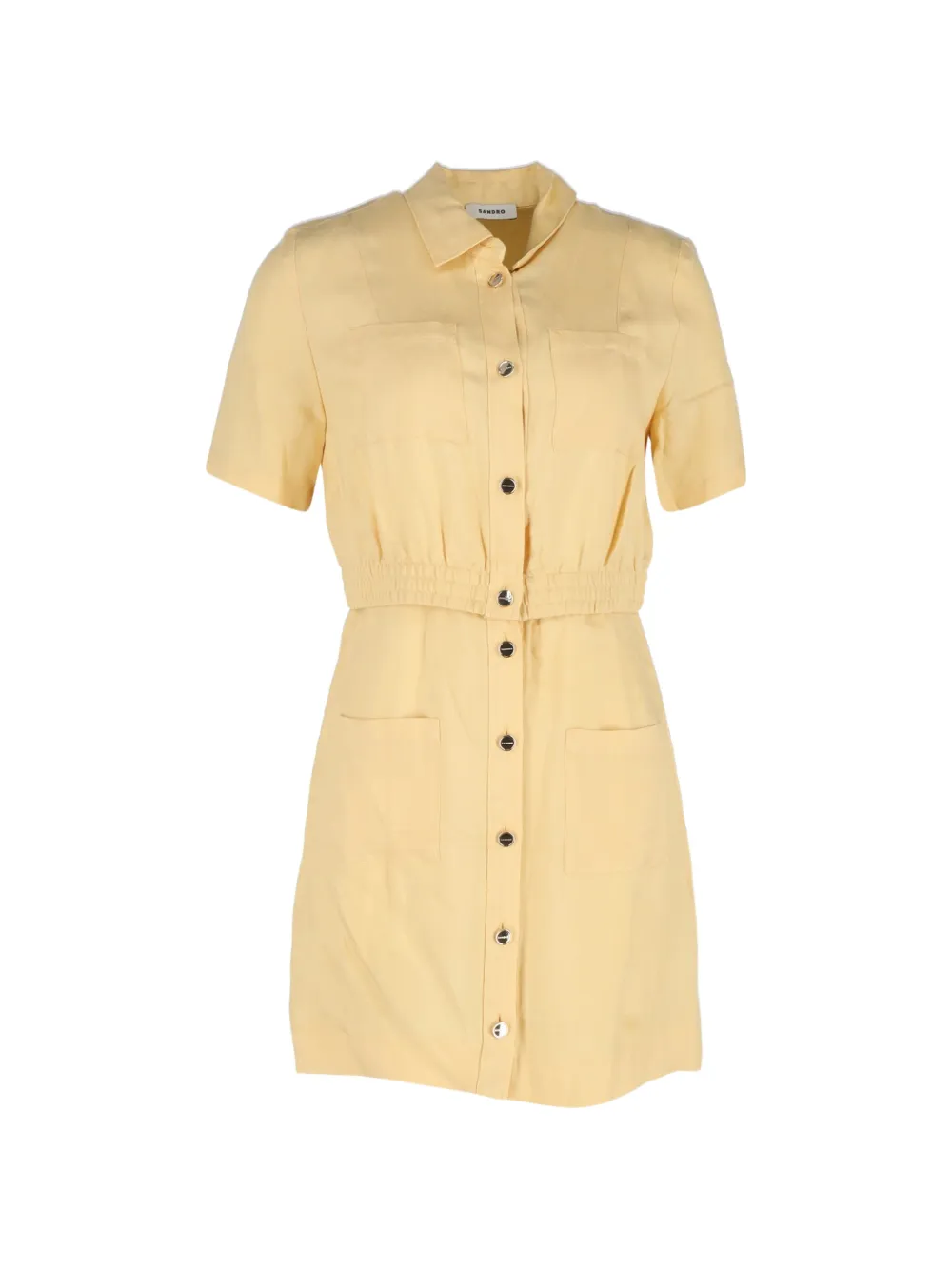 SANDRO elasticated-waistband mini dress - Giallo