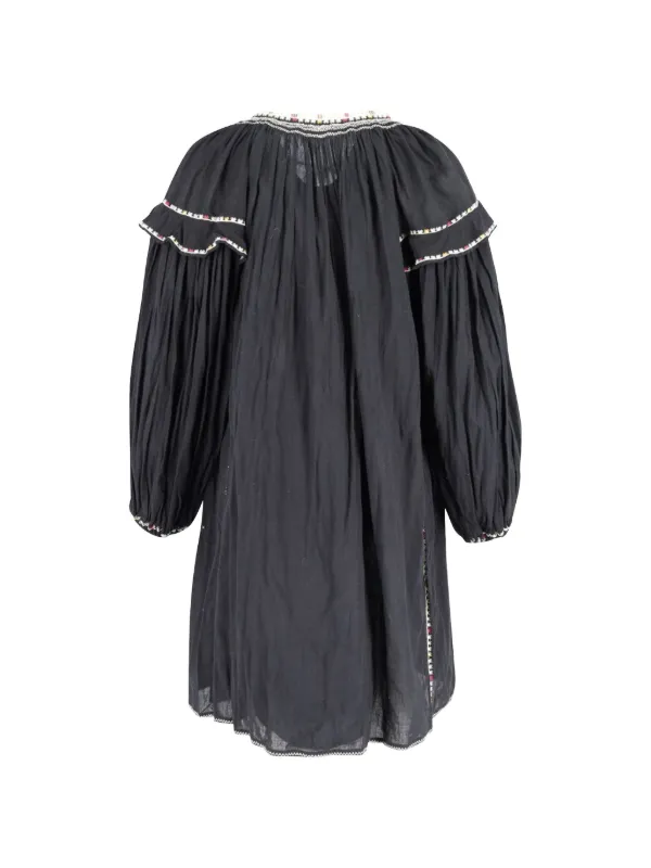 isabel marant embroidered dress Zayana fringed embellished embroidered silk-gauze mini dress - ecru