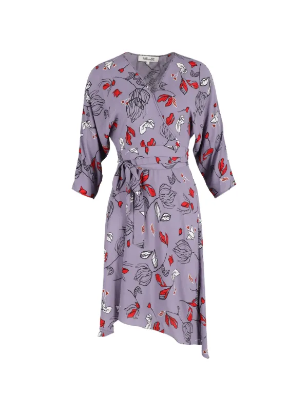 fitted lace wedding dress Early 2000s Diane von Furstenburg Purple Print Silk Jersey Wrap Dress –  Shrimpton Couture
