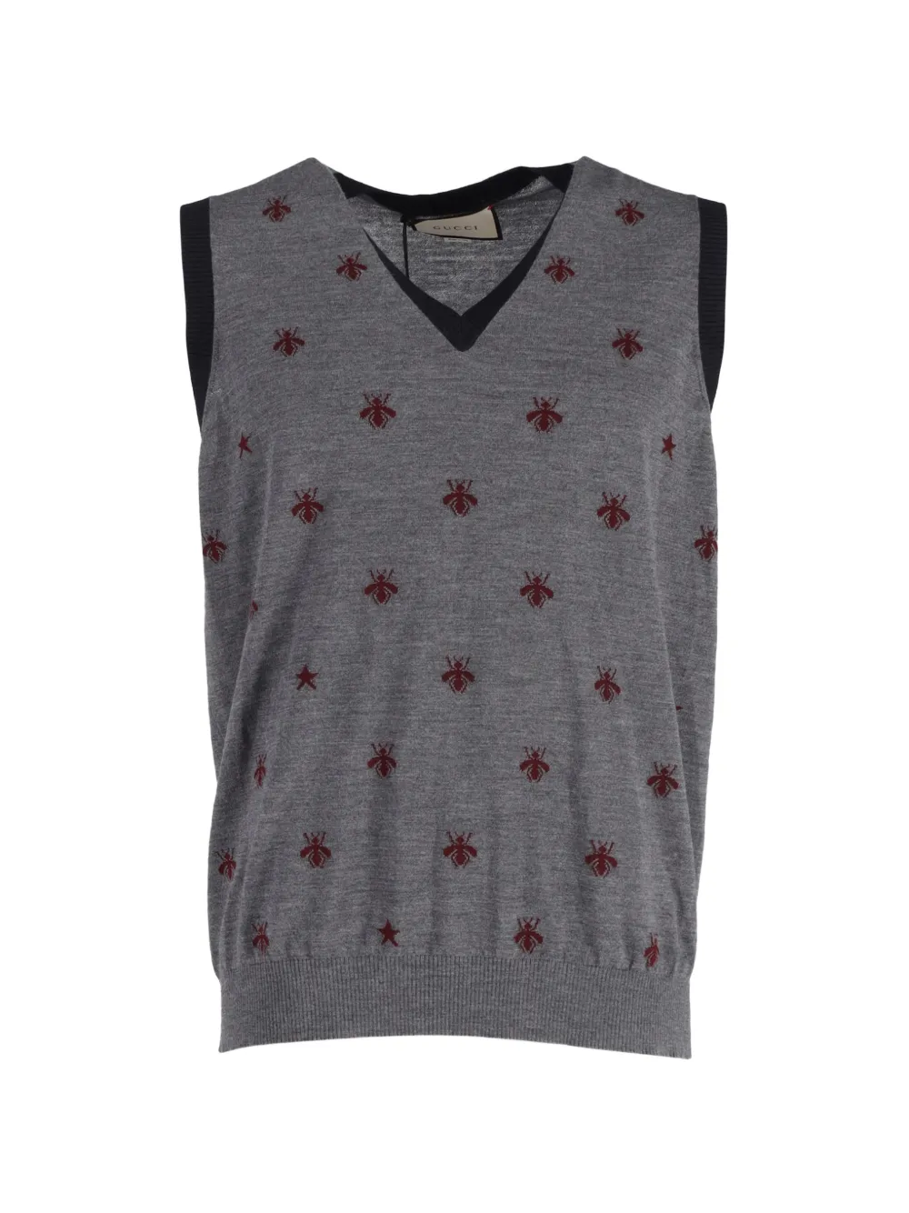 Gucci Pre-Owned bee star V-neck vest - Grigio