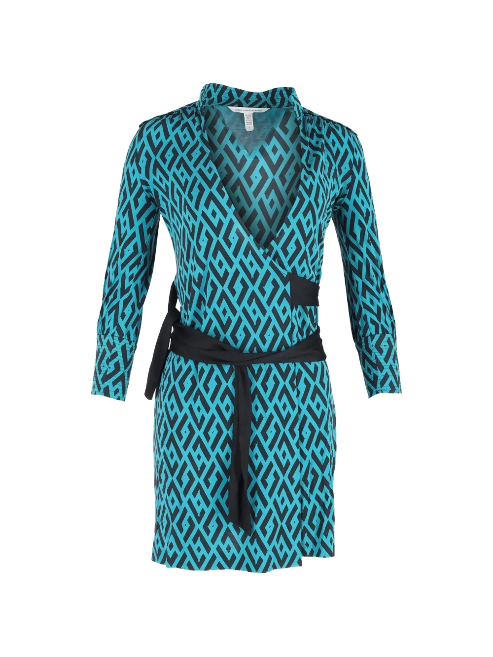 Diane Von Furstenberg Vintage Tessa geometric-pattern wrap mini dress - Blu