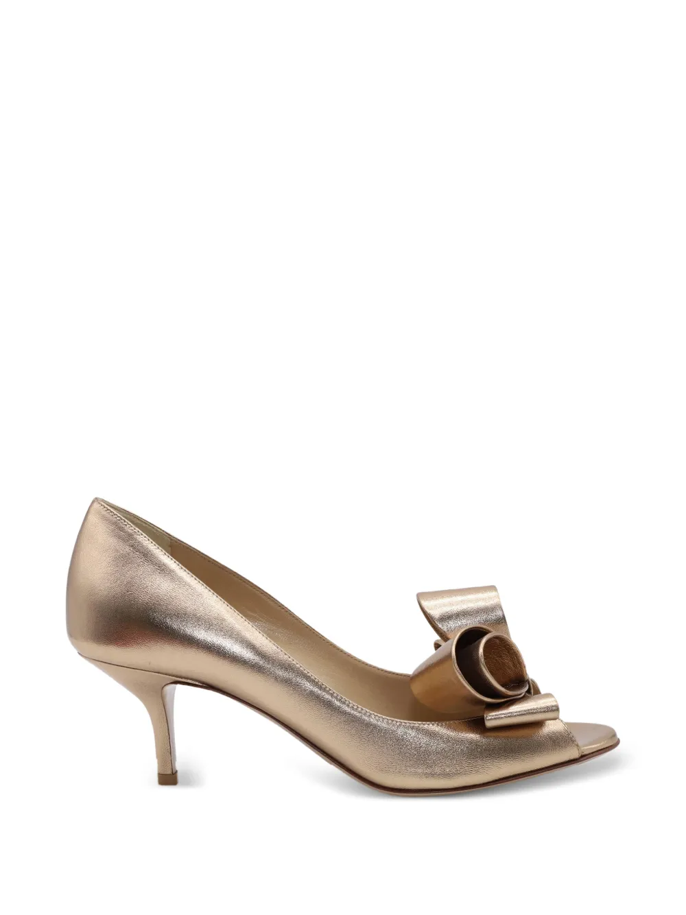 Valentino Garavani Pre-Owned bow-detail leather pumps - Oro