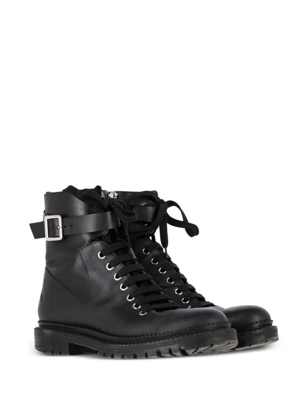 BOSS buckled lace-up combat boots - Nero