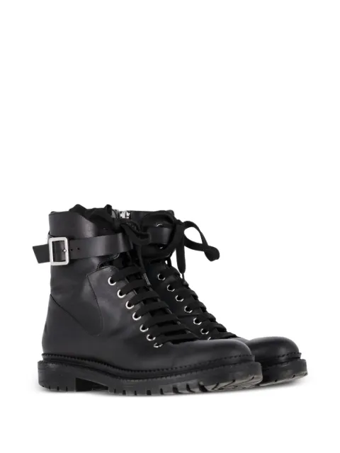 BOSS buckled lace-up combat boots