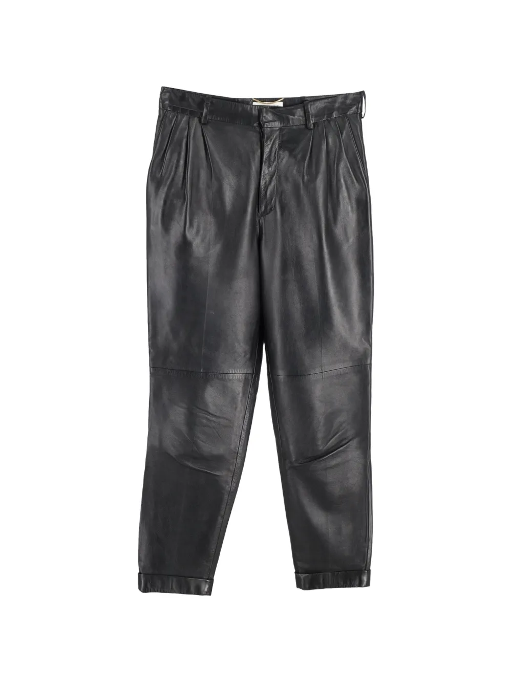 Saint Laurent Pre-Owned pleated leather trousers - Nero