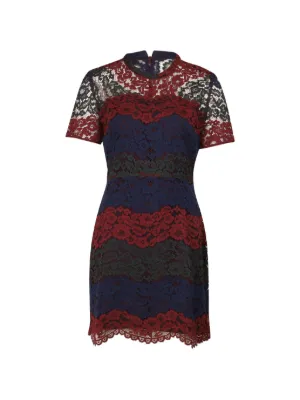 sandro navy lace dress Short dress with lace inset