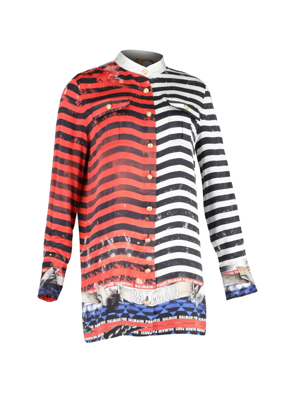 Balmain Pre-Owned stripe-print shirt - Rosso
