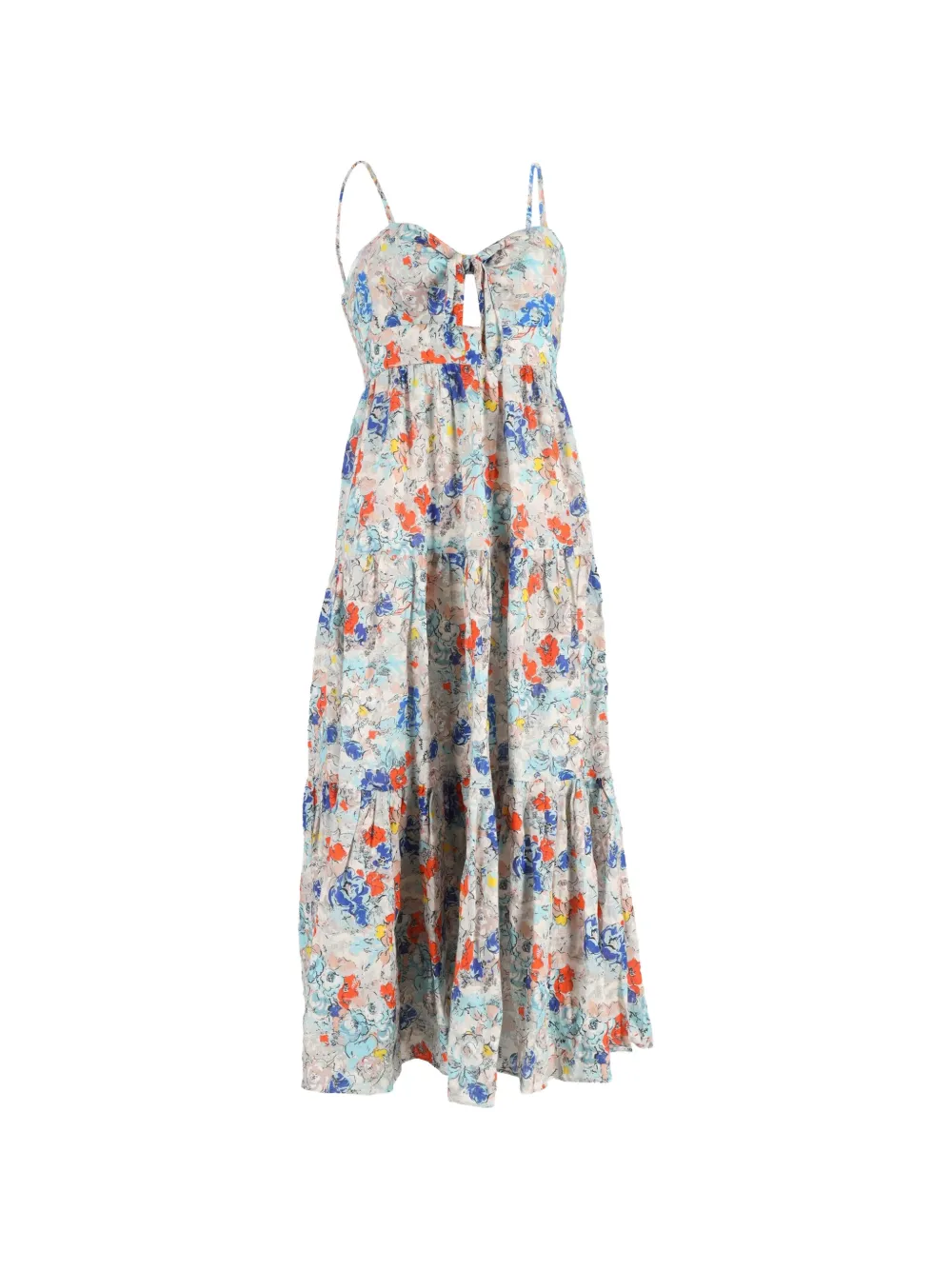 ZIMMERMANN floral-print tiered midi dress - Grigio