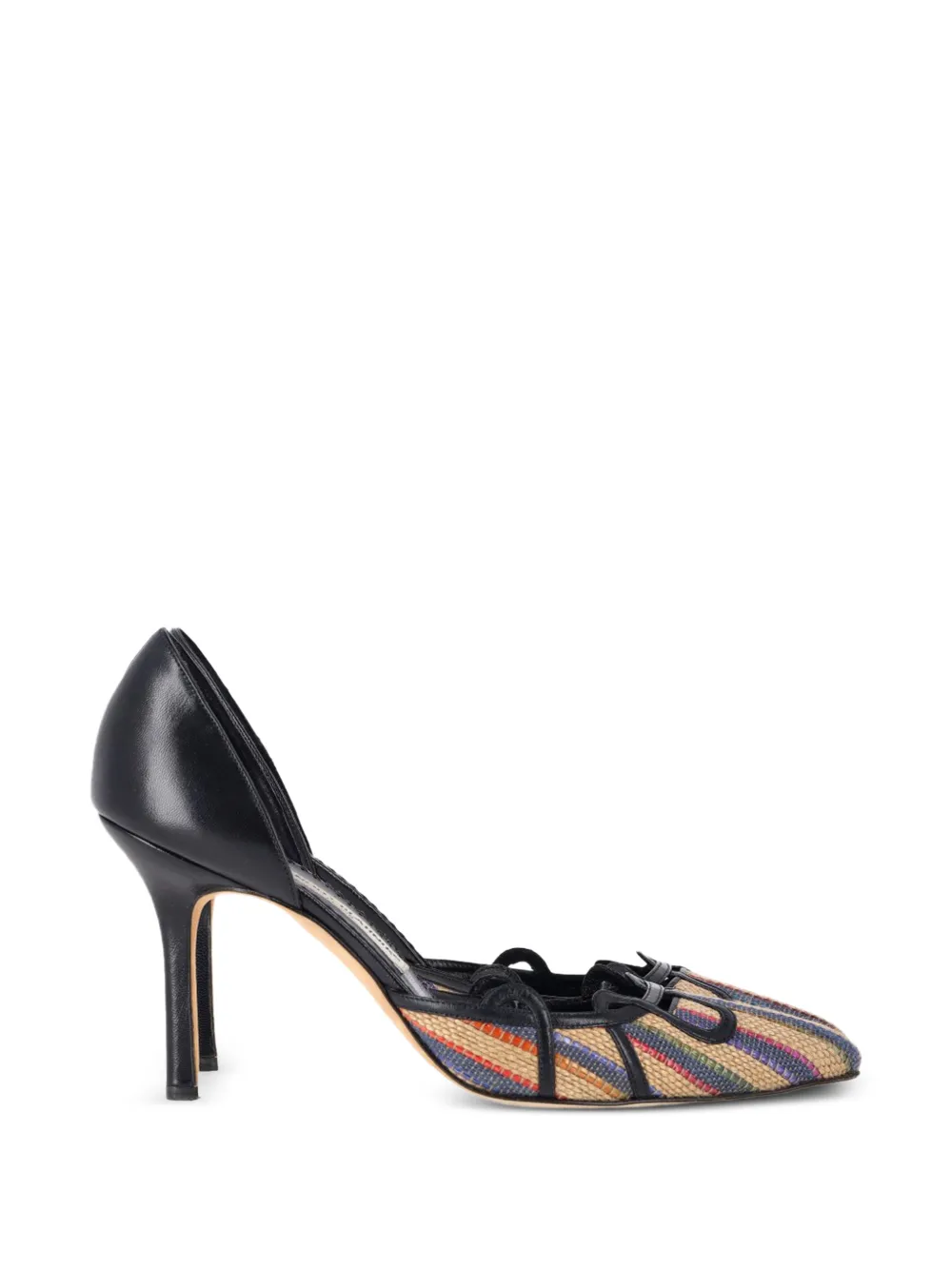 Manolo Blahnik pointed-toe raffia pumps - Nero