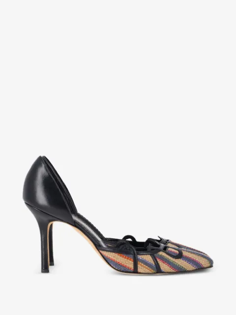 Manolo Blahnik pointed-toe raffia pumps