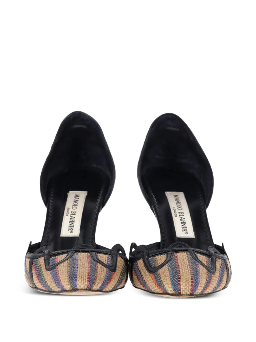 Pointed-Toe Raffia Pumps