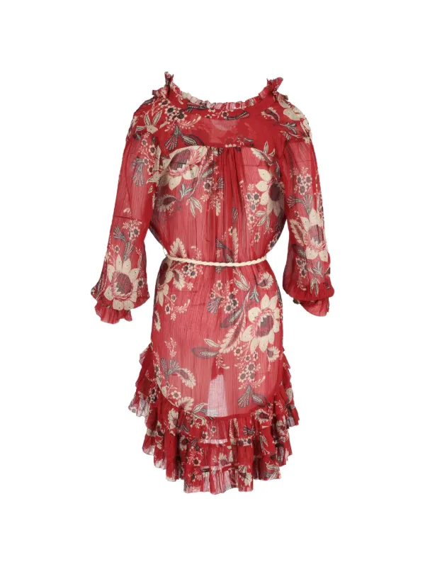 zimmermann red mini dress ZIMMERMANN Alchemy Peplum Mini Dress | Women's Flared Cuff Mini Dress | Lipstick
