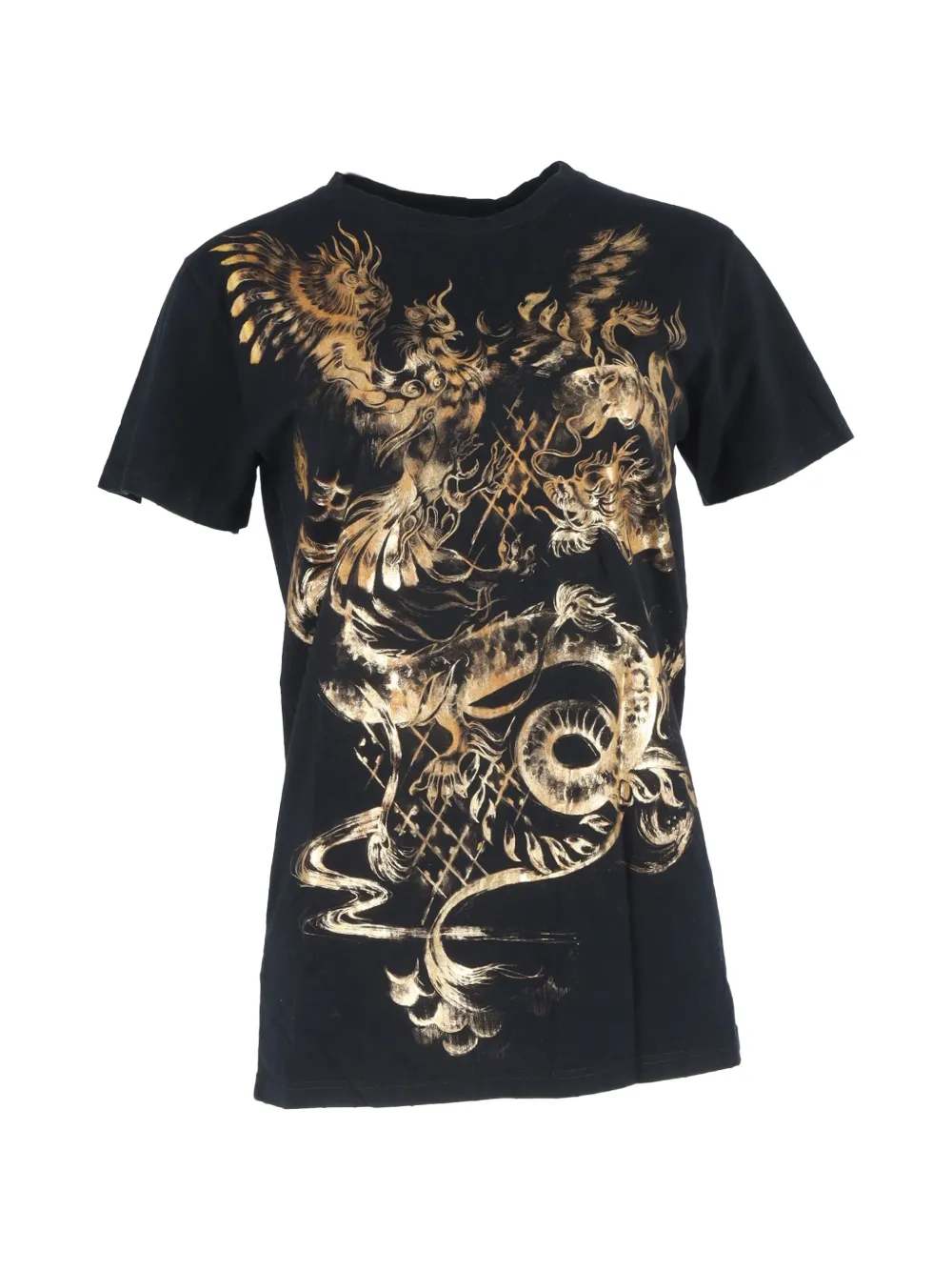 Pre-owned Balmain Dragon-printed Cotton T-shirt In Black