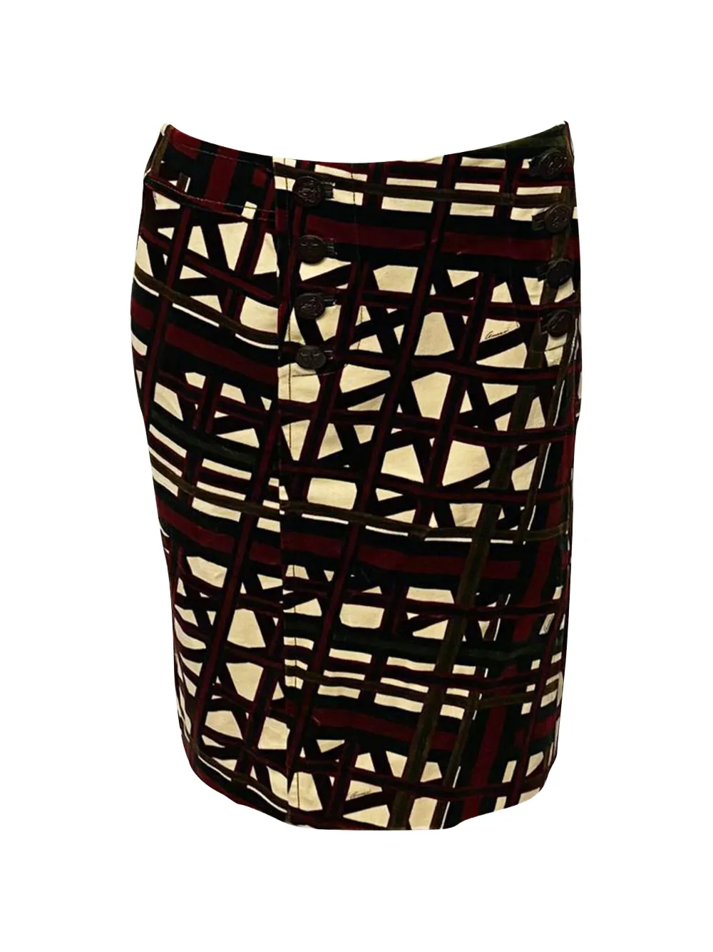 Gucci Pre-Owned fantasy tartan button skirt - Rosso
