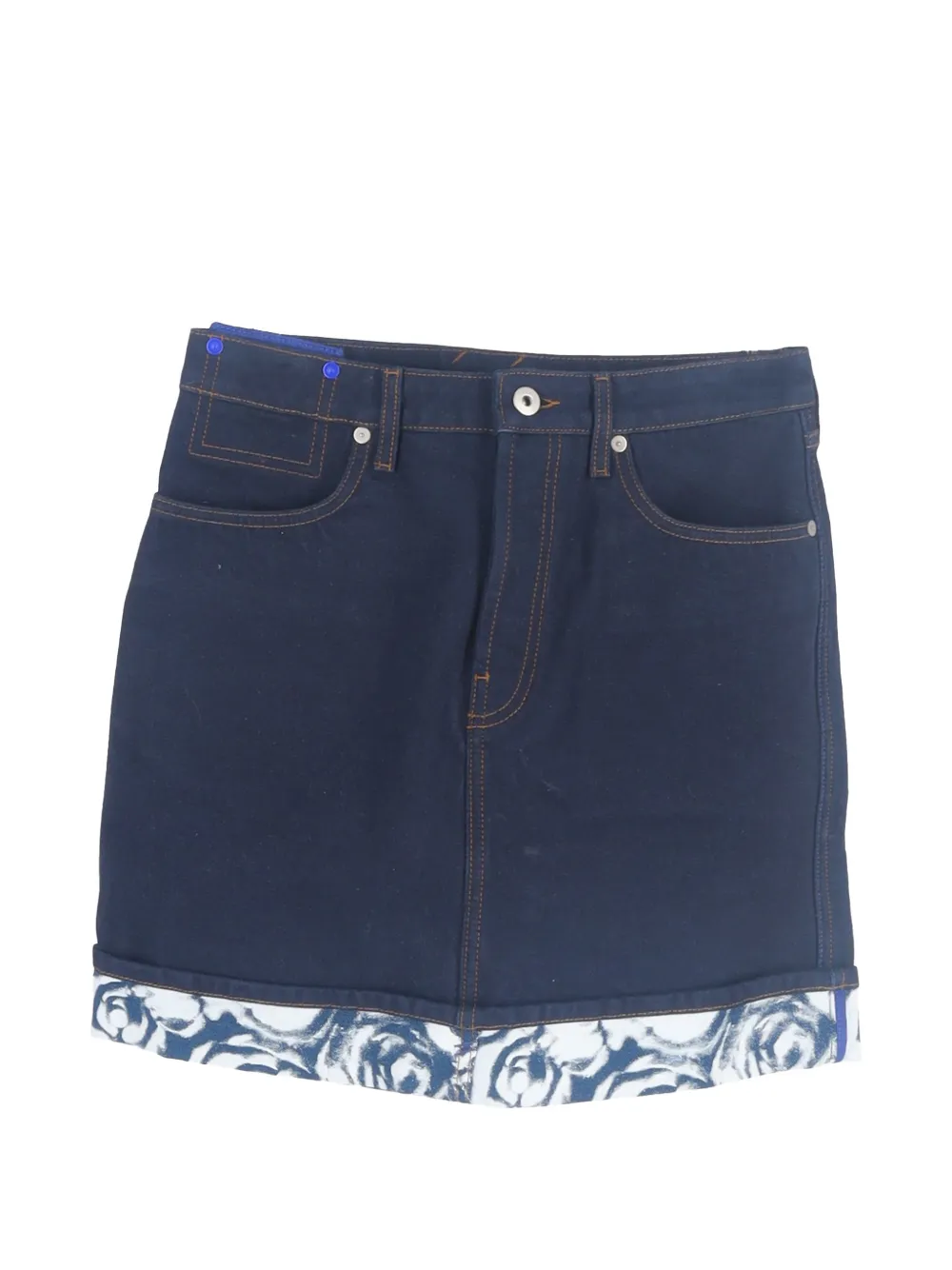 Burberry Pre-Owned printed-hem denim skirt - Blu
