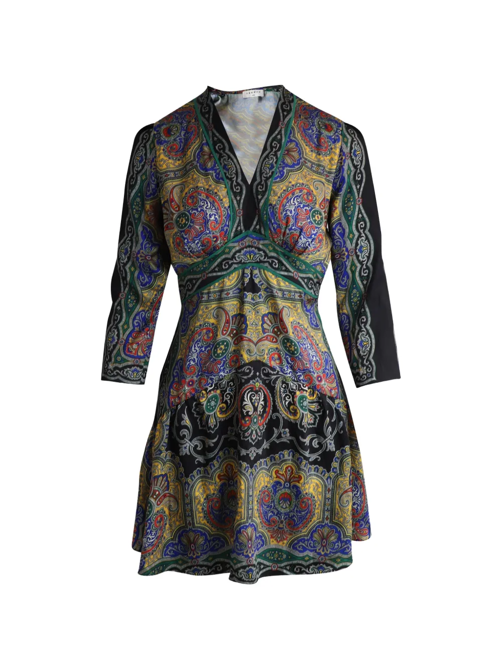 SANDRO V-neck printed mini dress - Nero