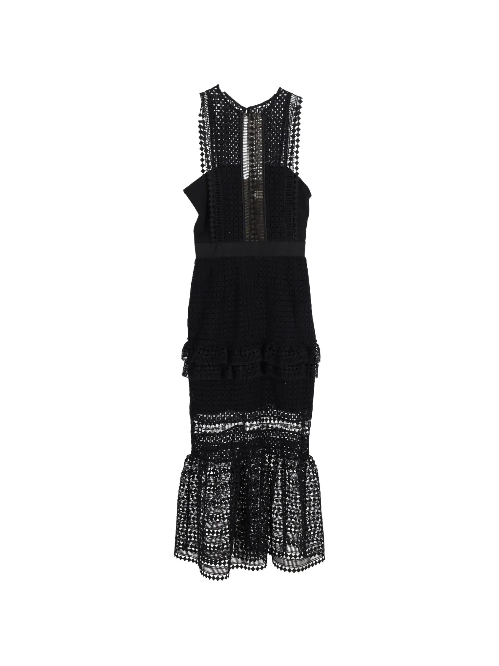 Self-Portrait lace-panelled mermaid dress - Nero