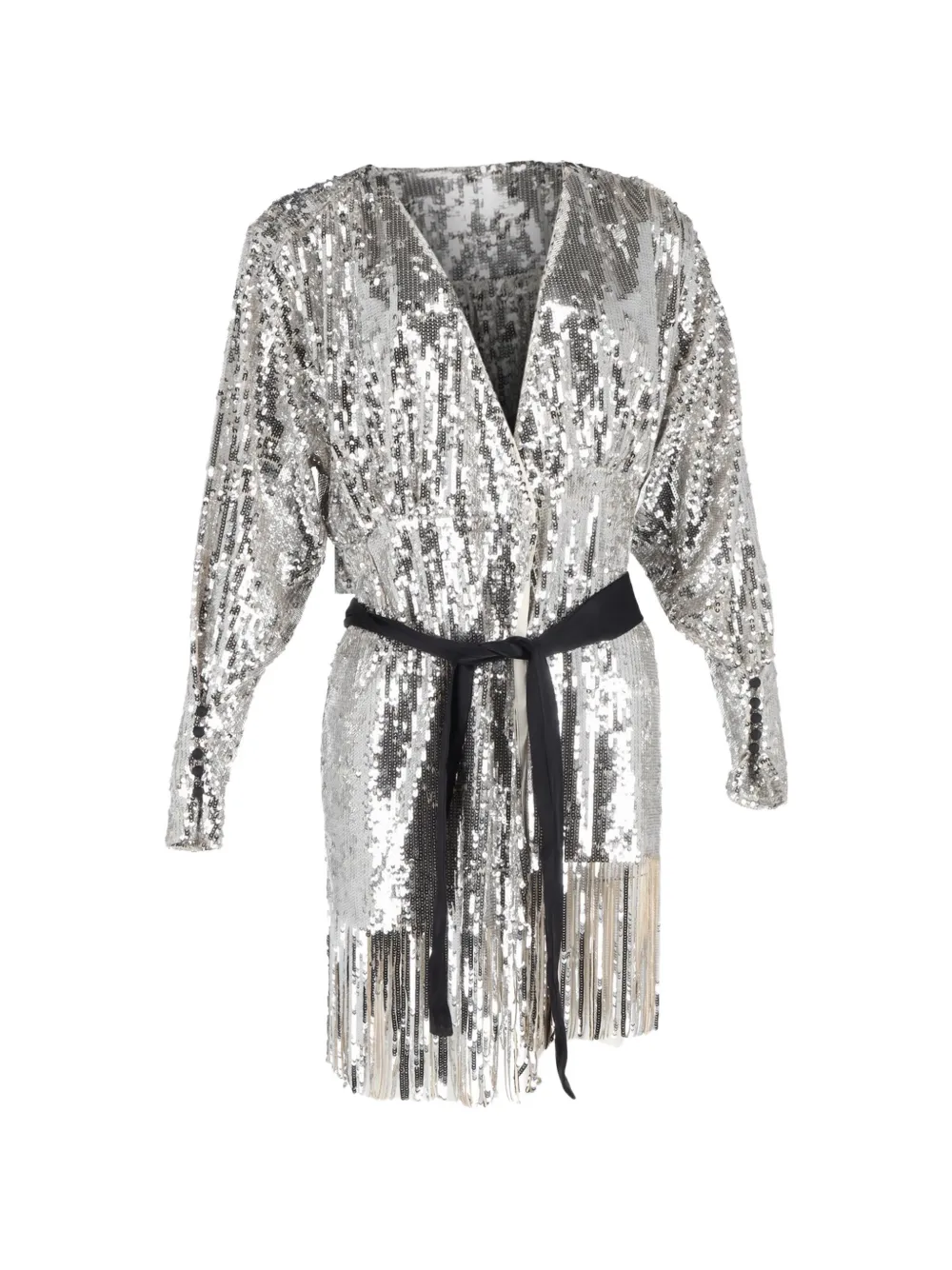 ROTATE BIRGER CHRISTENSEN Samantha sequin wrap mini dress - Argento
