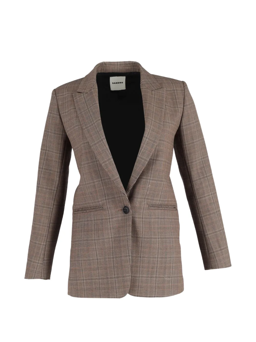 SANDRO Jada check-pattern blazer - Marrone