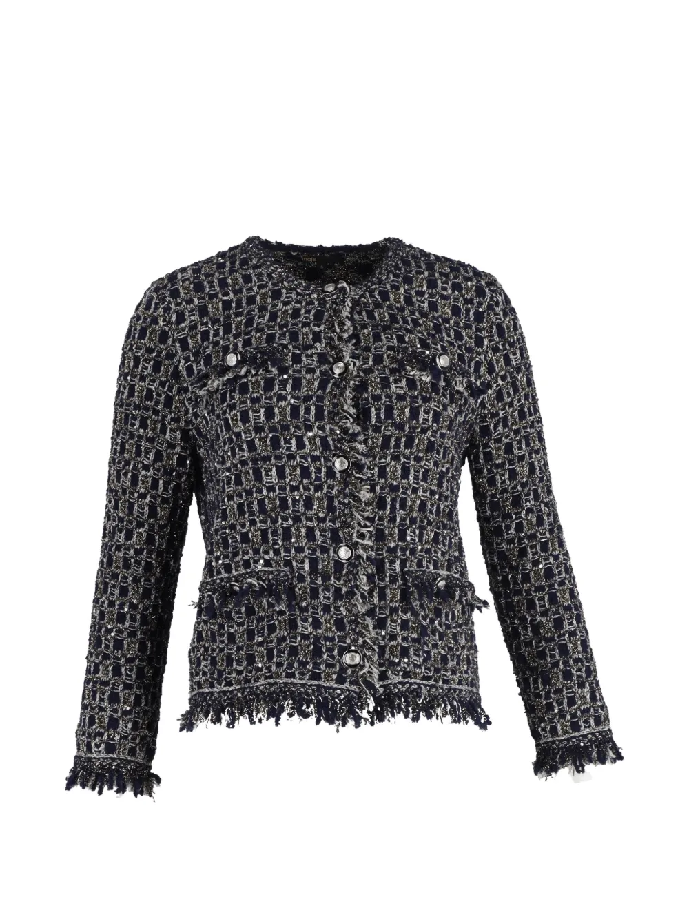 Maje button-front tweed jacket - Blu