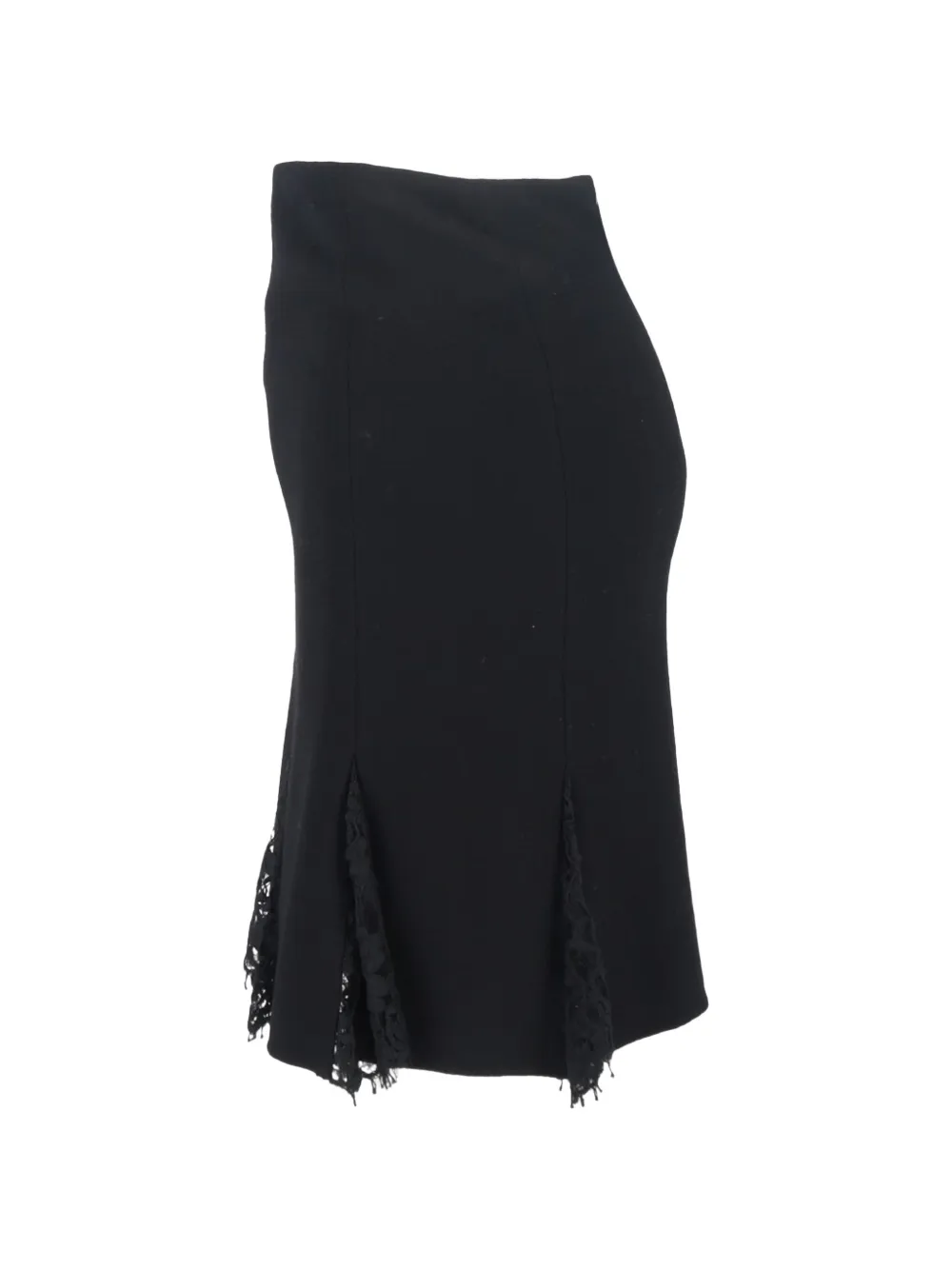 Oscar de la Renta Pre-Owned lace-panel midi skirt - Nero