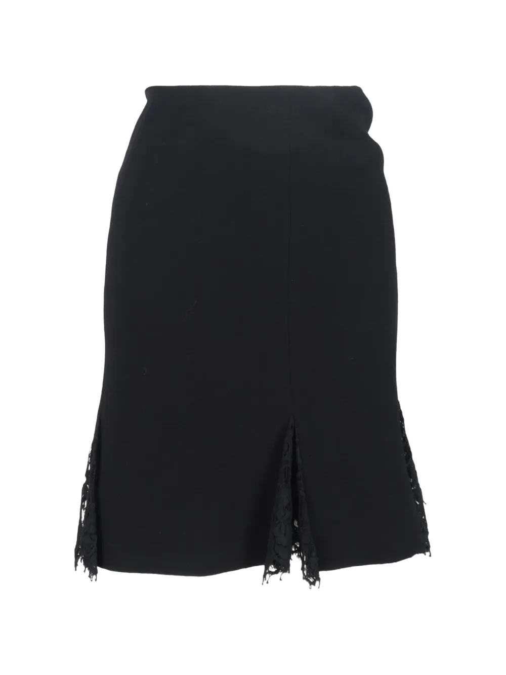 Oscar de la Renta Pre-Owned lace-panel midi skirt - Nero