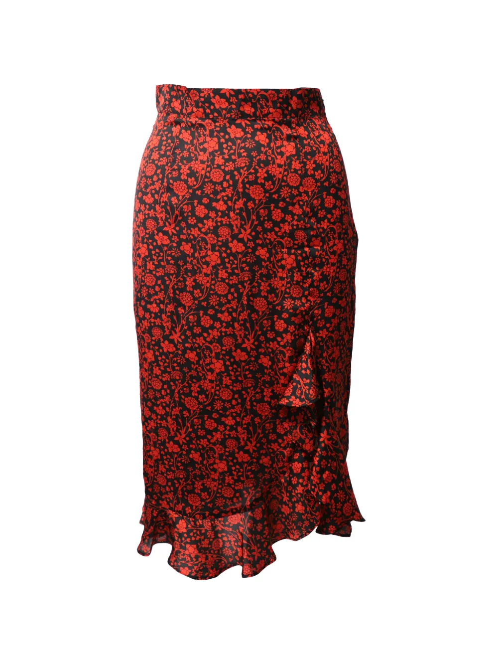 Maje asymmetric floral midi skirt - Nero