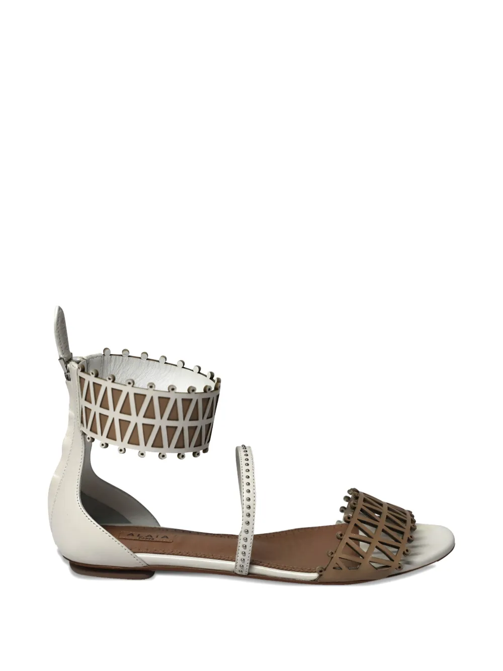 Alaïa Pre-Owned ankle-cuff laser-cut sandals - Bianco