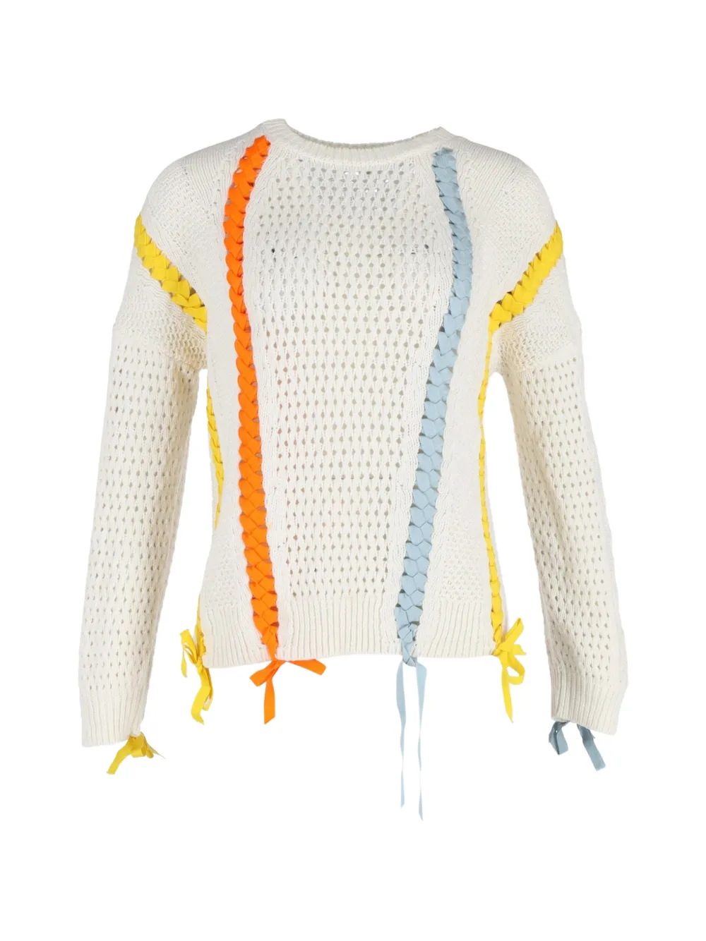 Pre-owned Maje Ribbon-detail Sweater In Neutral