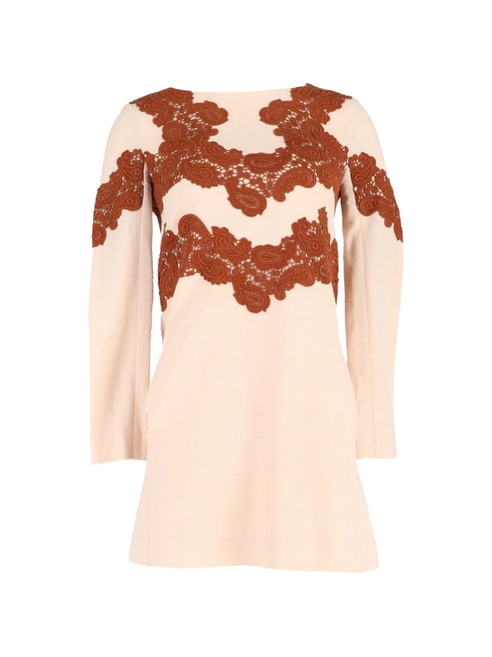 Chloé Vintage lace-trim wool mini dress - Toni neutri