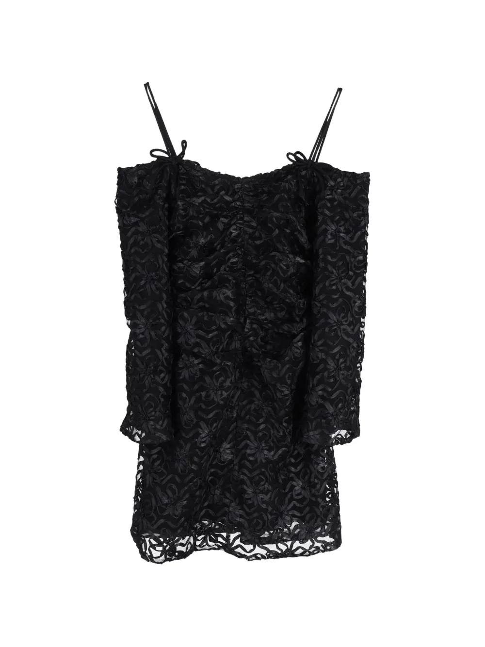 GANNI off-shoulder mini dress - Nero