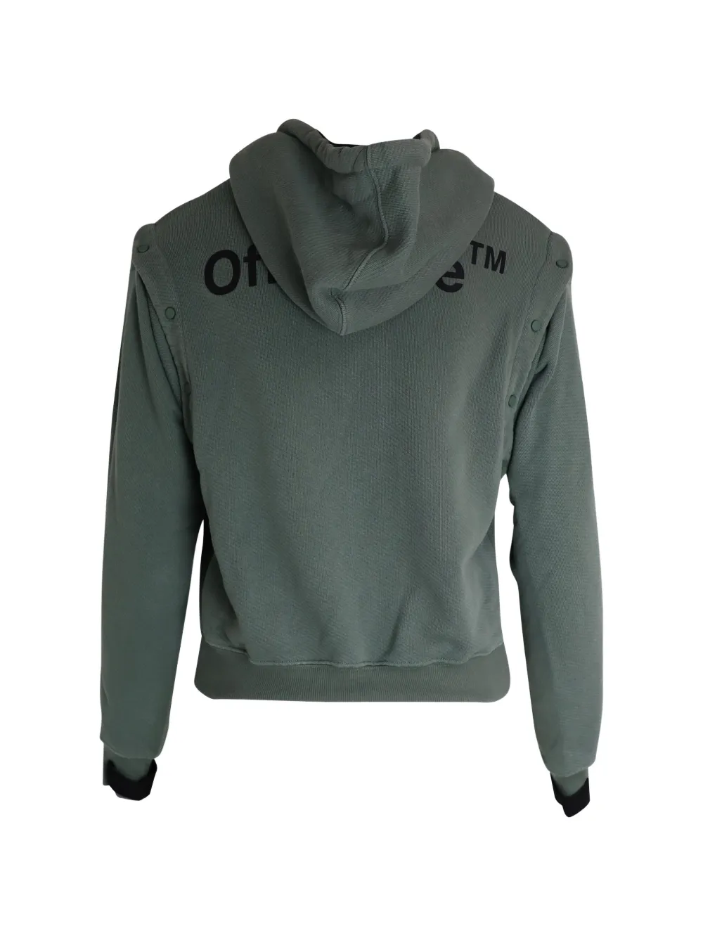  Off-white Pre-owned Cotton Detachable-sleeves Hoodie - Green 